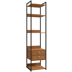 Armário Industrial Closet LI050 Kappesberg 48cm 6 Prateleiras 2 Gavetas Canela e Preto Fosco
