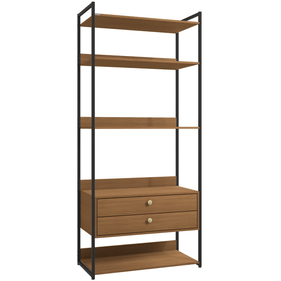 Armário Industrial Closet LI049 Kappesberg 89cm 2 Gavetas 5 Prateleiras Canela e Preto Fosco