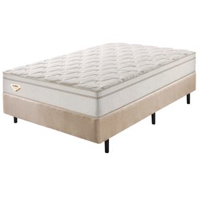 Conjunto Cama Box High Spring Casal Ecoflex 138x188x70cm Molas Superlastic Bege