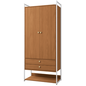 Armário Industrial Closet LI048 Kappesberg 89cm 2 Portas 2 Gavetas Canela e Branco