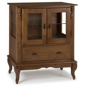 Cristaleira Baixa Rústica Linz 80x96cm 60312 2 Portas 1 Gaveta 100% Madeira Maciça Imbuia