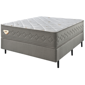 Conjunto Cama Box New 4 Estações Casal Ecoflex 138x188x69cm Molas Ensacadas Wide Chumbo