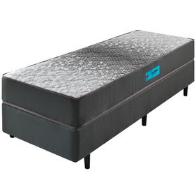 Conjunto Cama Box Dual Firm Solteiro Ecoflex 88x188x59 Espuma Chumbo