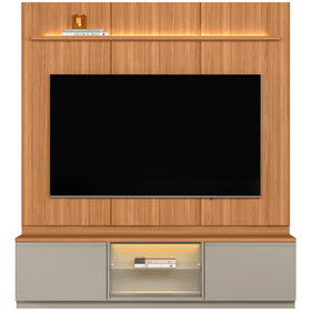 Home Magnum Linea 200cm com Led Para TV até 75" Canela e Gris Fosco