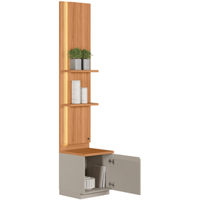 Módulo Lateral para Home Magnum Linea com Prateleiras e LED 45cm Canela e Gris Fosco