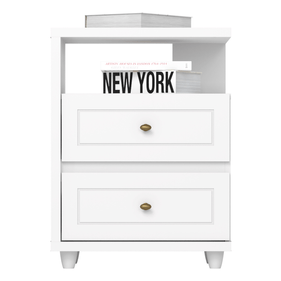 Mesa de Cabeceira Americana Henn 2 Gavetas Branco HP