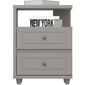 Mesa de Cabeceira Americana Henn 2 Gavetas Cinza