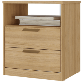 Mesa de Cabeceira Divino Mambel 100% MDF 2 Gavetas Olmo