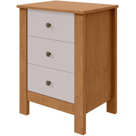 Mesa de Cabeceira Maggiore Lopas 3 Gavetas Amêndoa e Off White