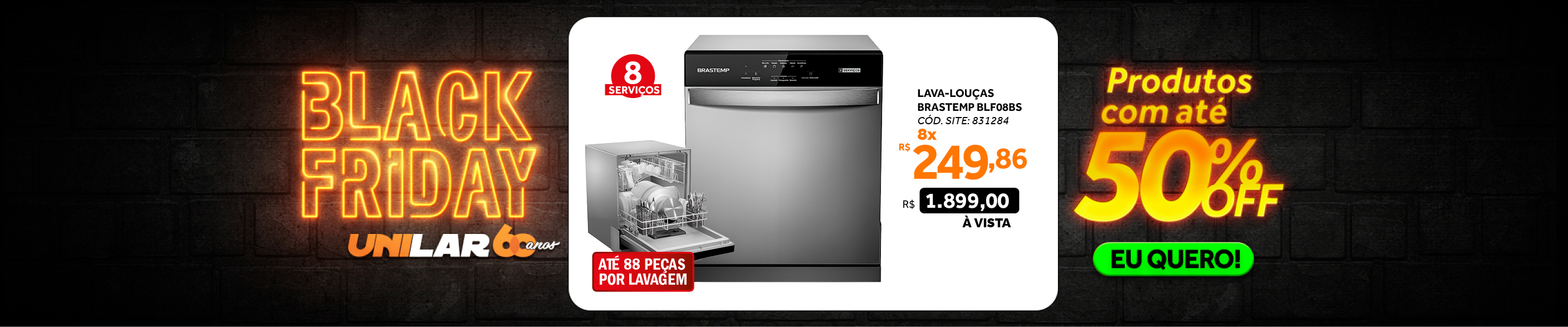 Lava-Louças Brastemp 8 Serviços BLF08BS Prata 220V