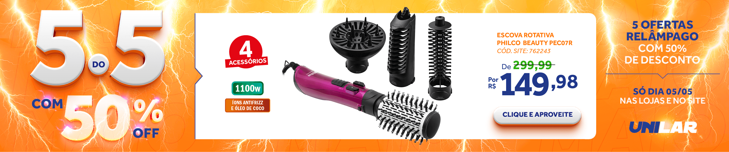 Escova Rotativa Philco Beauty Shine PEC07R 1100W Pink 220V
