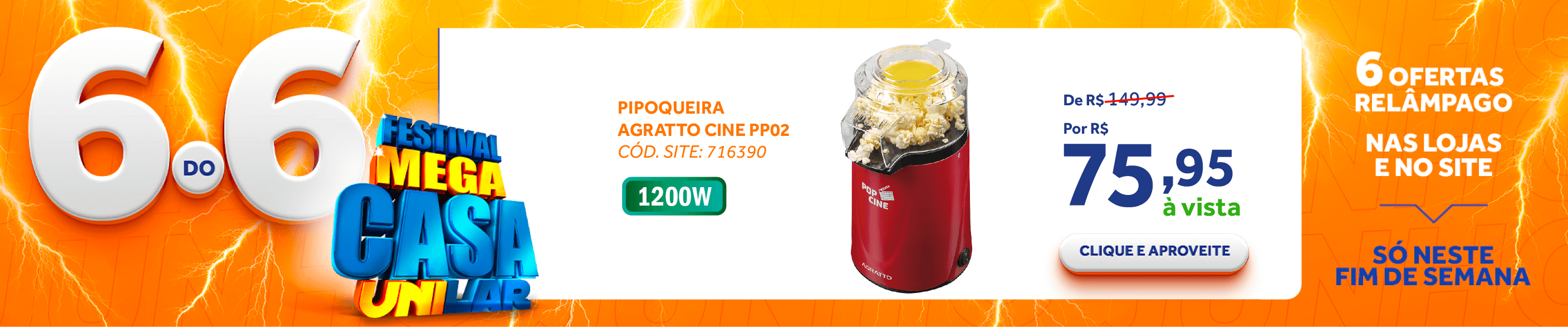 Pipoqueira Agratto Pop Cine 1200W PP-02 Vermelho 220V