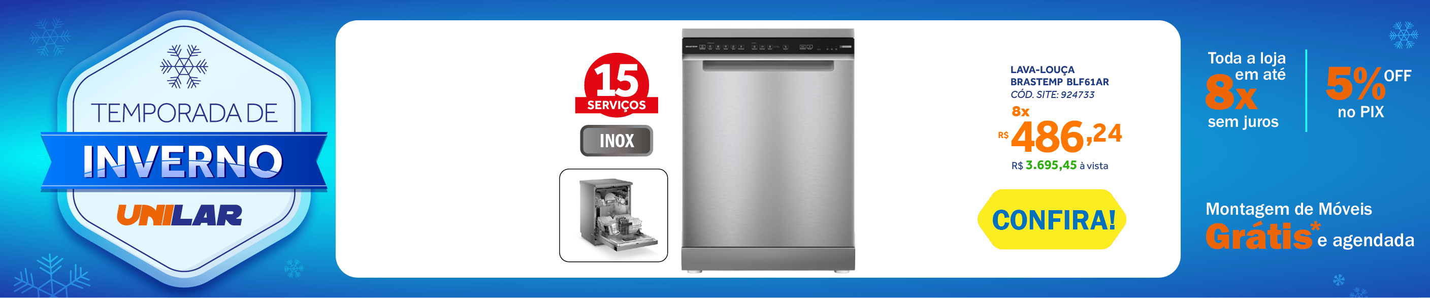 Lava-Louças Brastemp 15 Serviços BLF61AR Inox 220V
