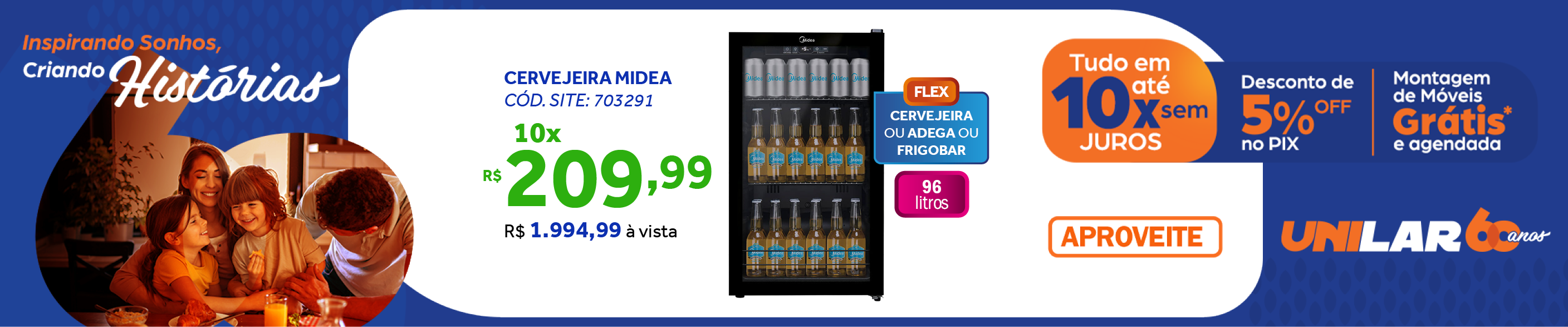 Cervejeira Flex Midea 96L BCA10P2 Frigobar ou Adega Preto 220V