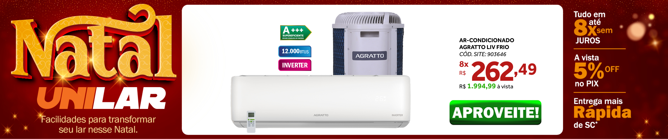 Ar-Condicionado Split Inverter LIV Agratto 12000 BTUs Frio LCST12F-02I 220V
