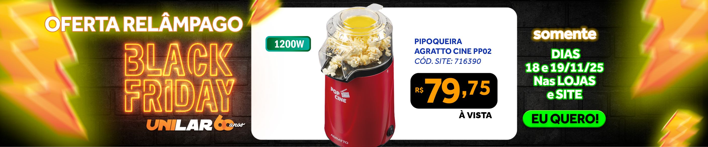 Pipoqueira Agratto Pop Cine 1200W PP-02 Vermelho 220V