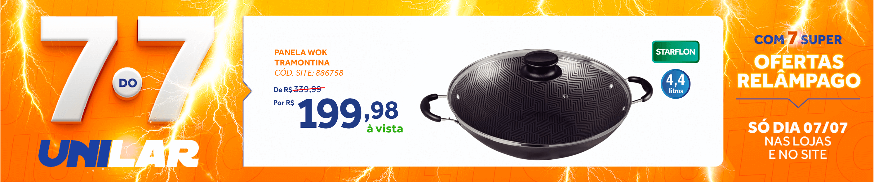 Panela Wok Paris Tramontina em Alumínio 4,4 L Starflon Max Tampa de Vidro 