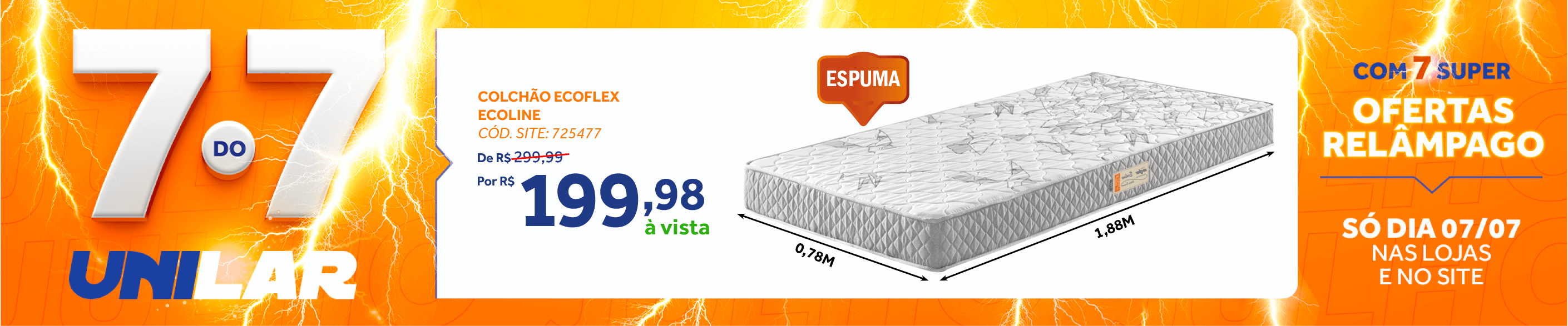 Colchão Espuma Ecoline D-23 Ecoflex Solteiro 78x188x12cm Cinza