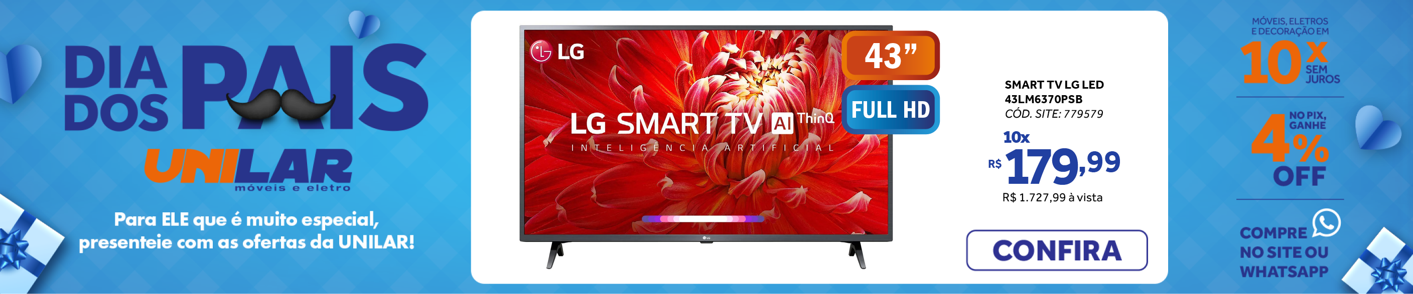 Smart TV Led 43" LG 43LM6370PSB HDR Full HD ThinQ AI Inteligencia Artificial Bluetooth Bivolt