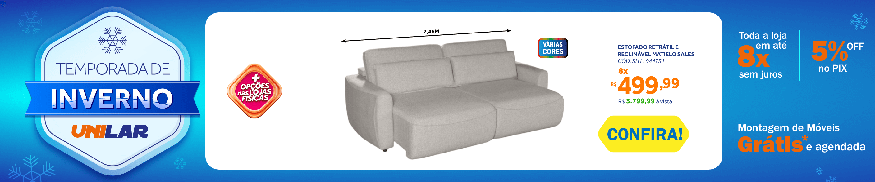 Sofá Sales 246cm Matielo 2 Assentos Retráteis Encostos Reclináveis Linho Cinza