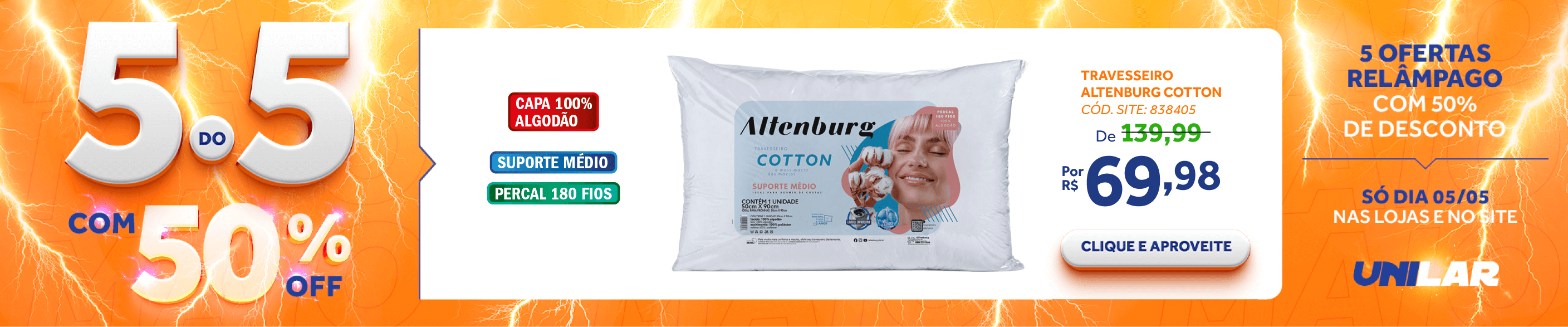  Travesseiro Altenburg Cotton 50x90cm Branco