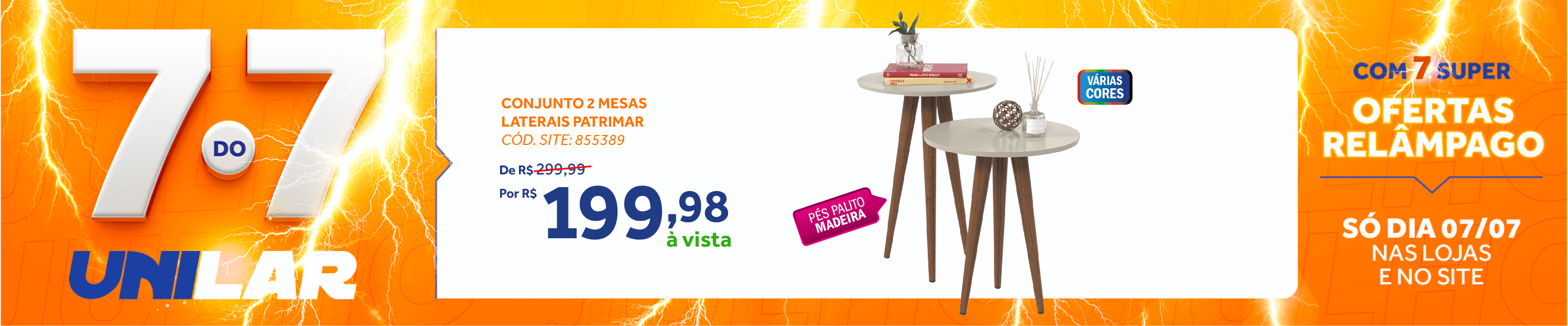 Conjunto com 2 Mesas Laterais Slim Patrimar Off White