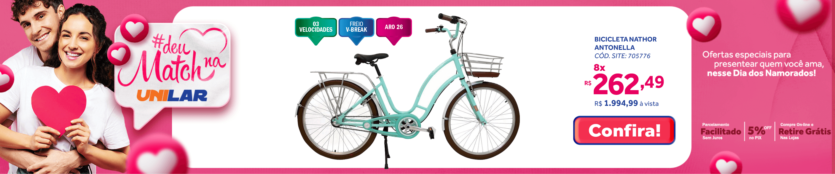    Bicicleta Nathor Aro 26 Retrô Feminina Antonella Verde Acqua 