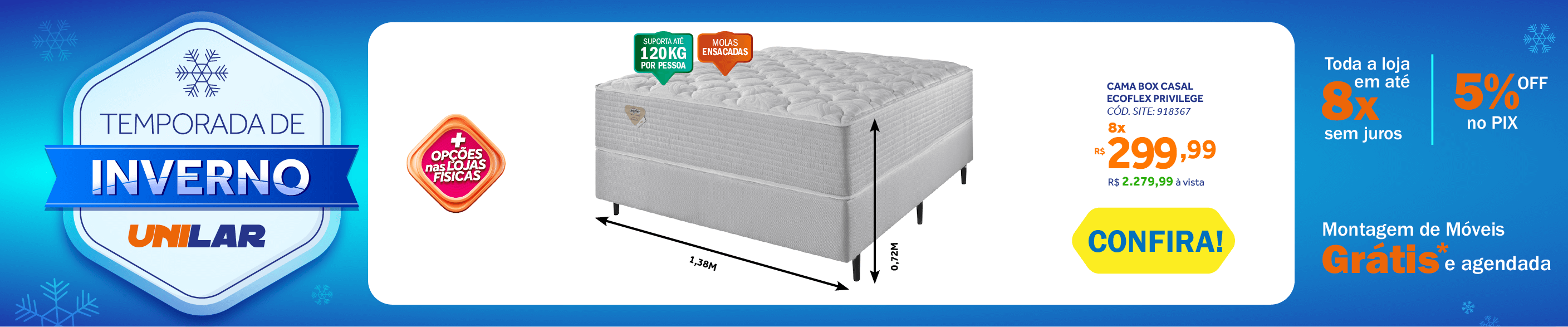 Conjunto Cama Box Privilege Casal Ecoflex 138x188x72cm Molas Ensacadas Wide Cinza Claro