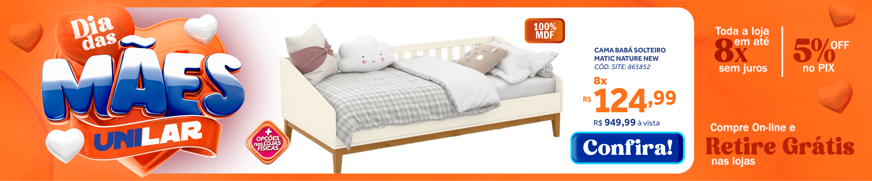 Cama Babá Nature New Matic Off White e Eco Wood
