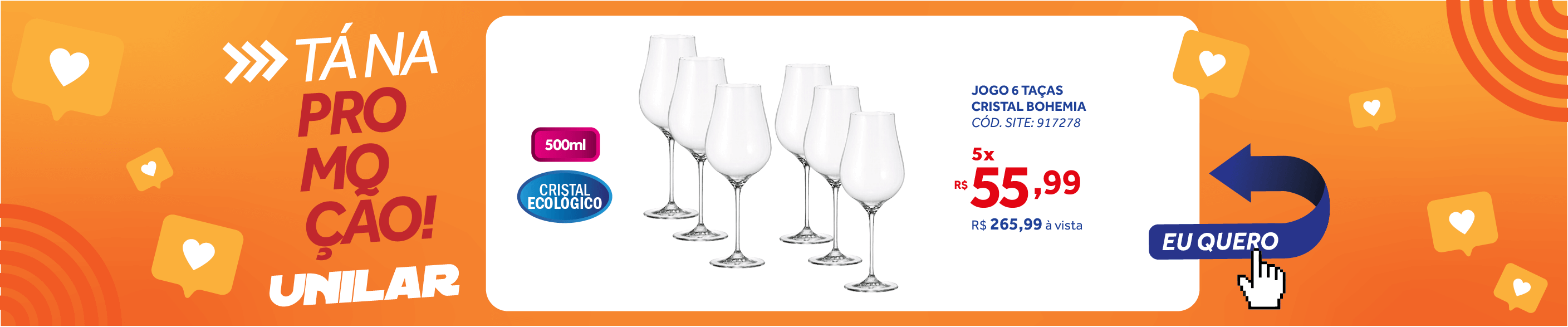 Jogo de 6 Taças para Vinho Tinto Full-Fit em Cristal Ecologico Bohemia 500ml