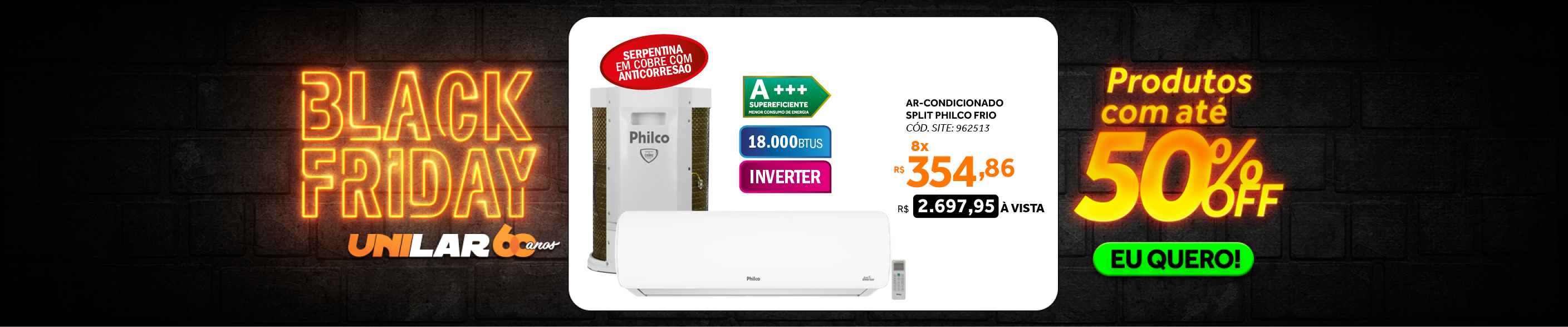 Ar-Condicionado Split Inverter Philco 18000 BTUs Frio PAC18FC Branco 220V