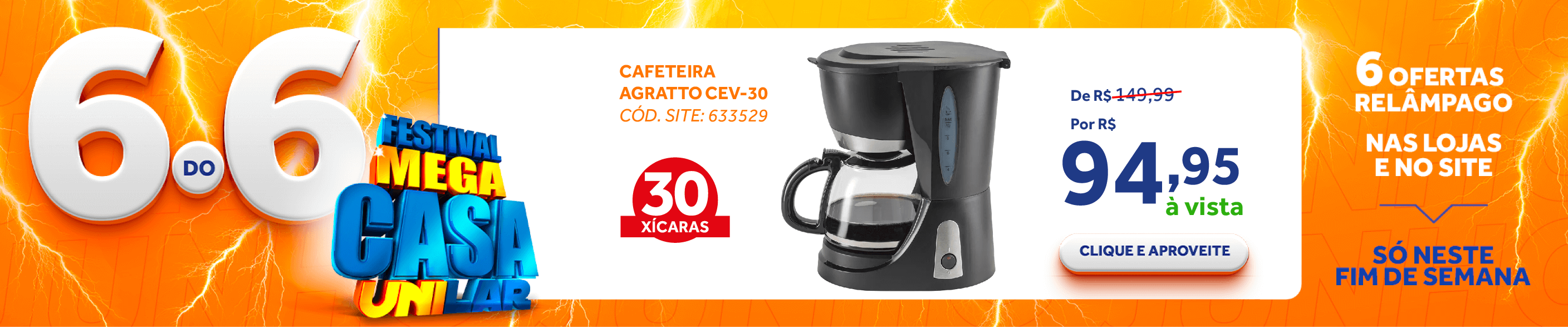 Cafeteira Elétrica Agratto CEV-30 Preto 220V